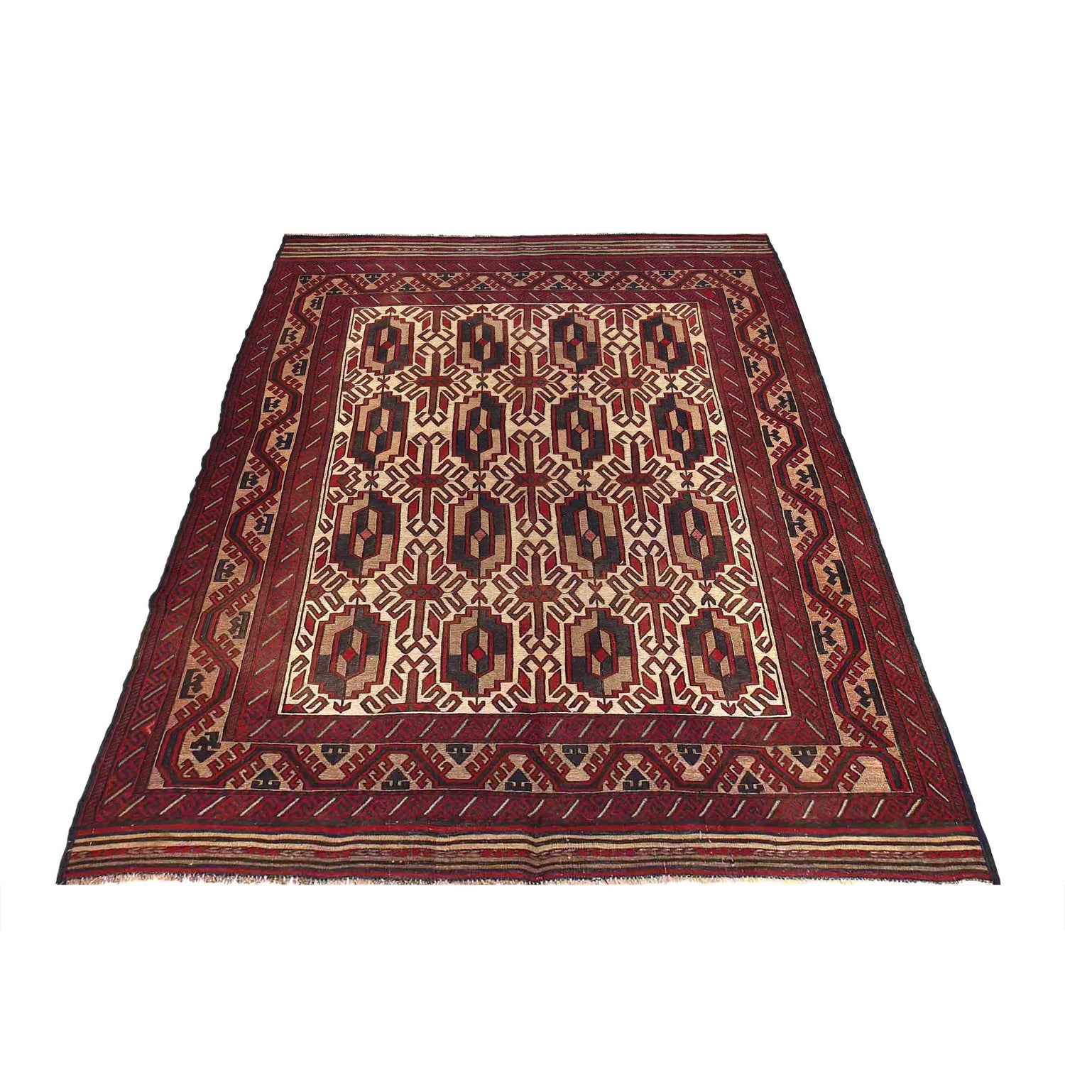 Saghari Kilim Area Rug Handmade Multi Floral 6x9 ft