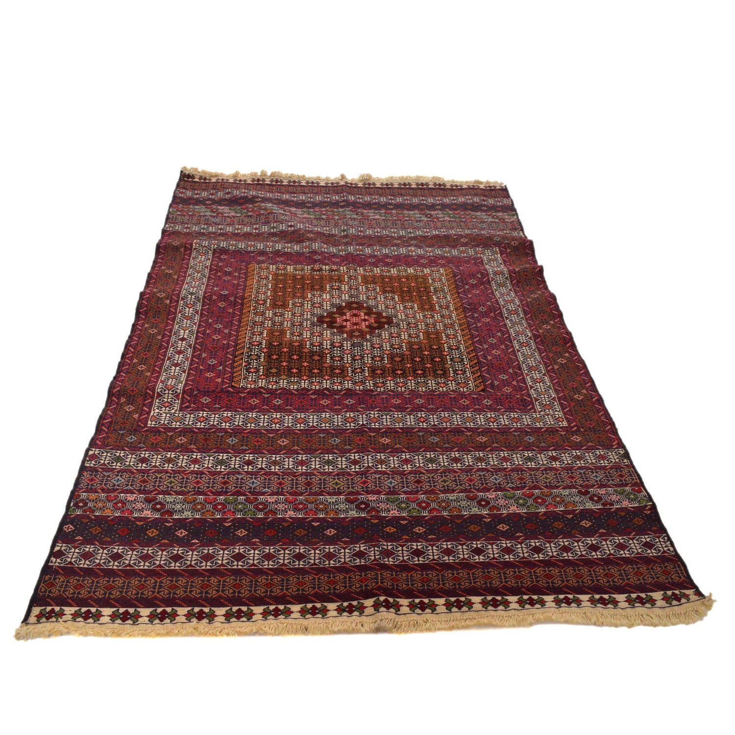 Maliki Kilim Area Rug Handmade Multi Geometric 4x6 ft