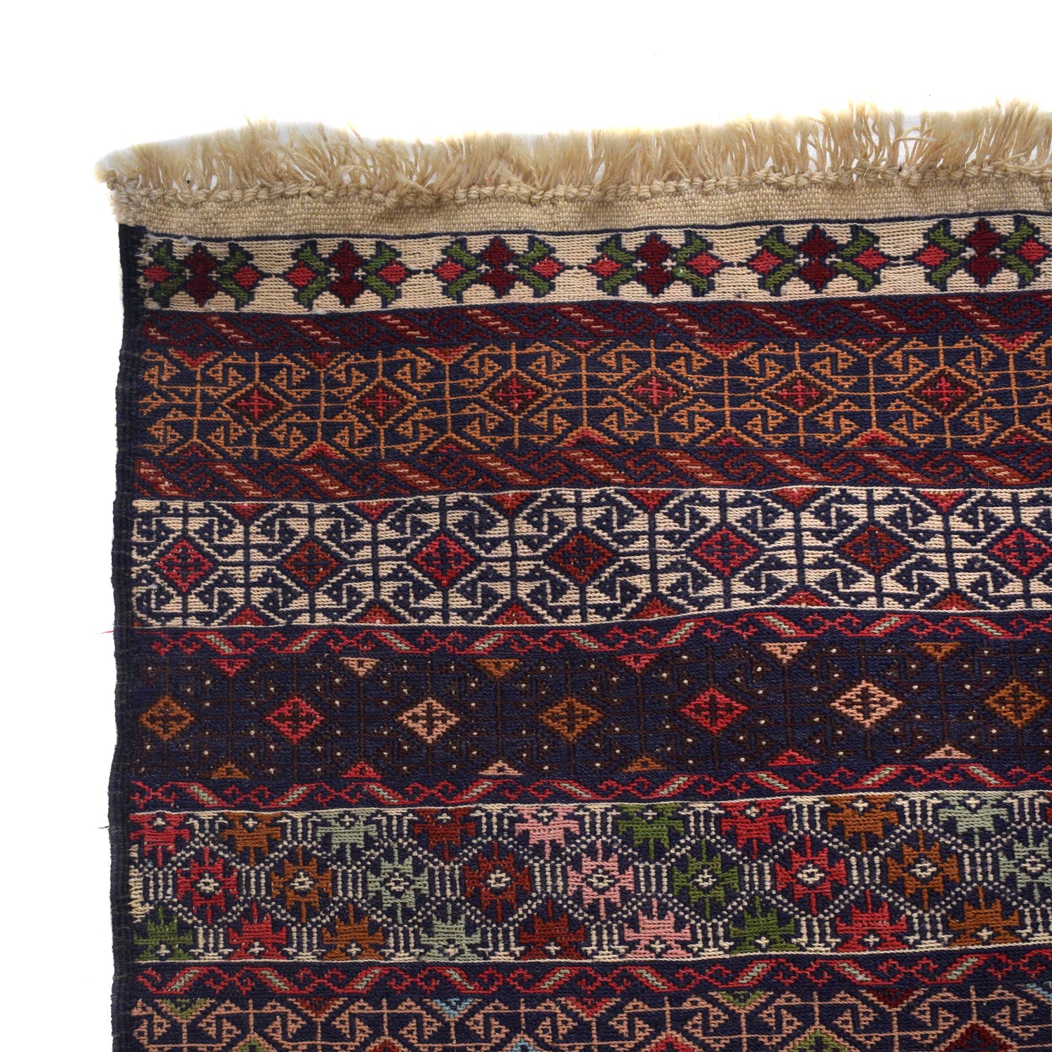 Maliki Kilim Area Rug Handmade Multi Geometric 4x6 ft