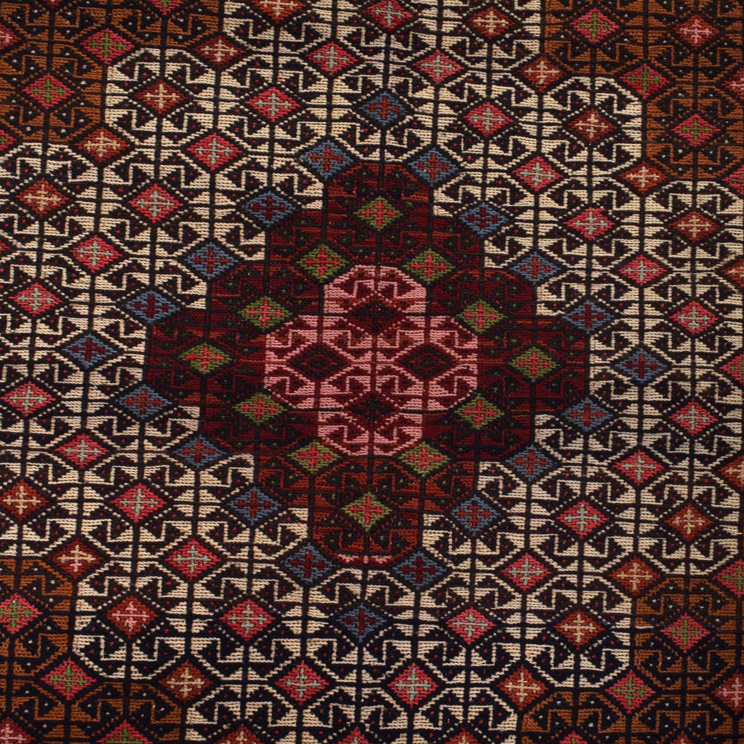 Maliki Kilim Area Rug Handmade Multi Geometric 4x6 ft