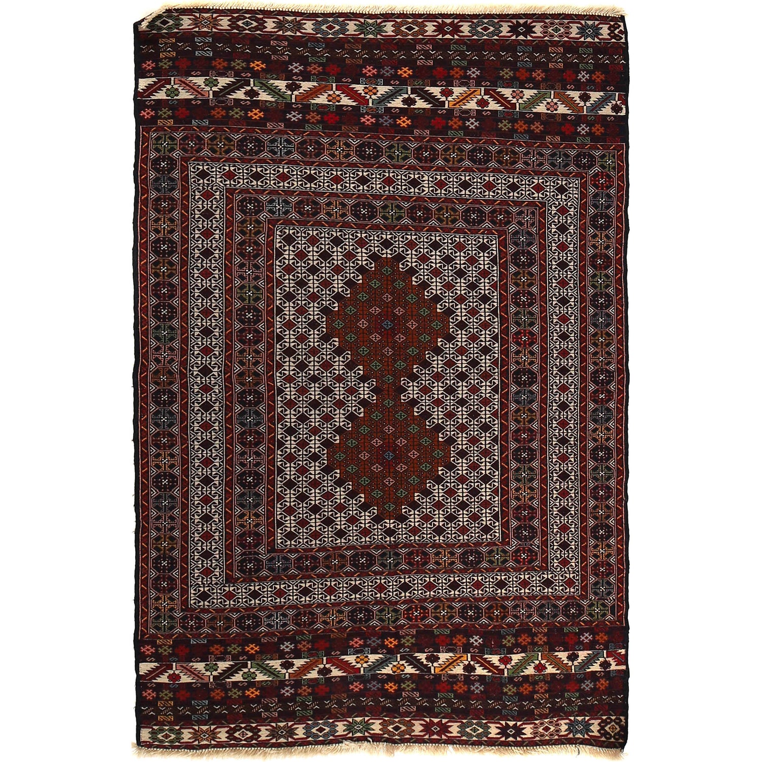 Maliki Kilim Area Rug Handmade Multi Geometric 3x5 ft