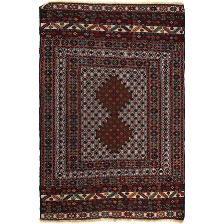 Maliki Kilim Area Rug Handmade Multi Geometric 3x5 ft