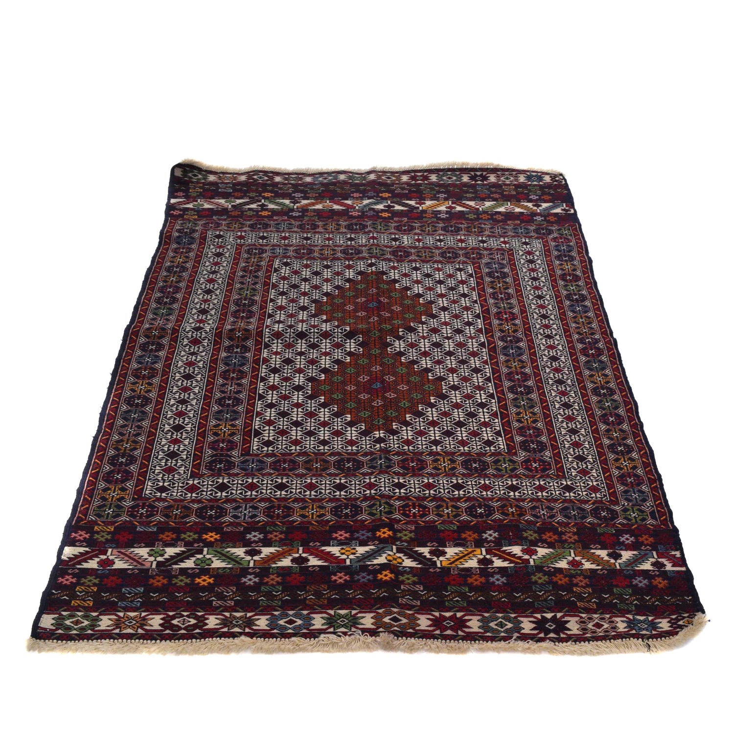 Maliki Kilim Area Rug Handmade Multi Geometric 3x5 ft