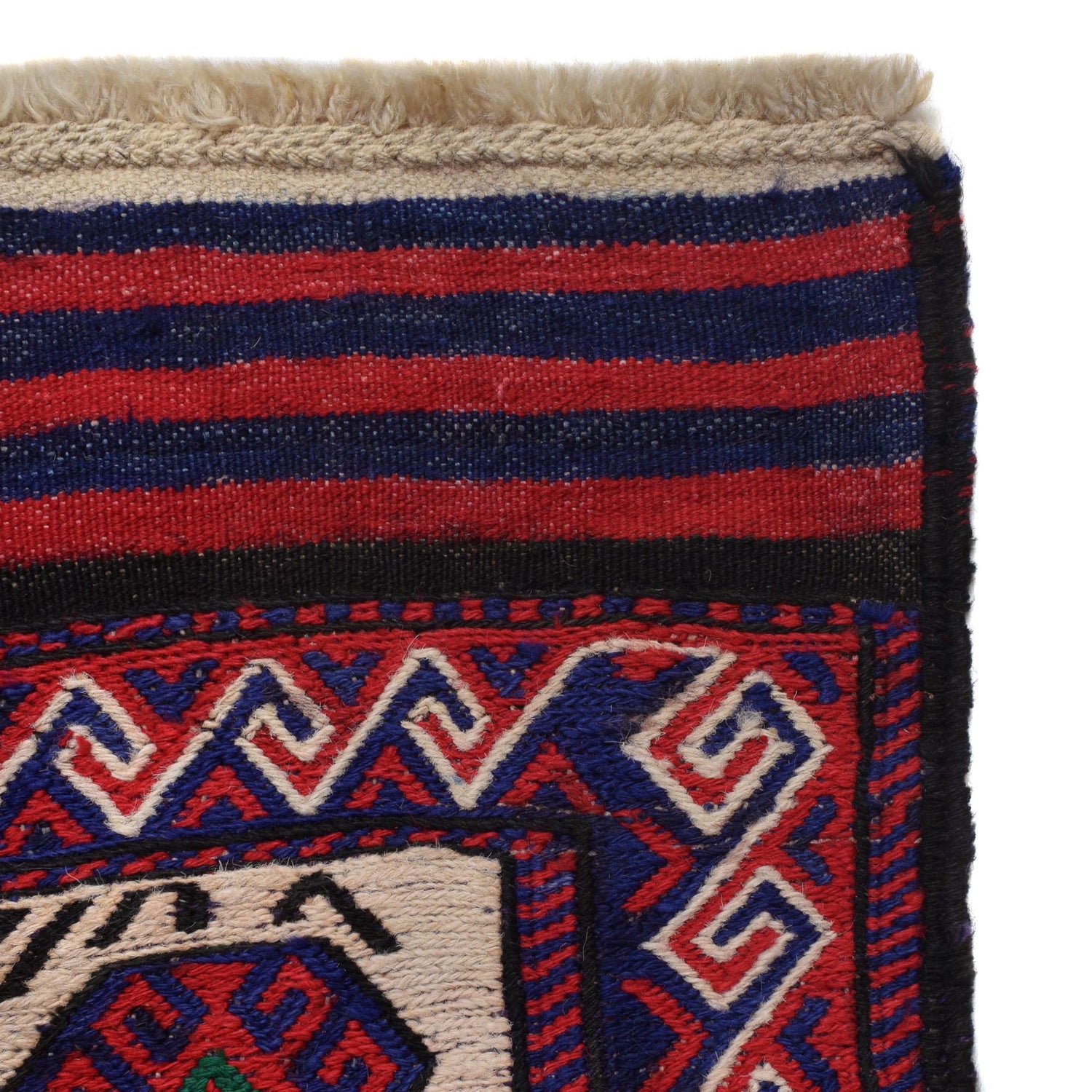 Saghari Kilim Area Rug Handmade Beige Floral 4x6 ft