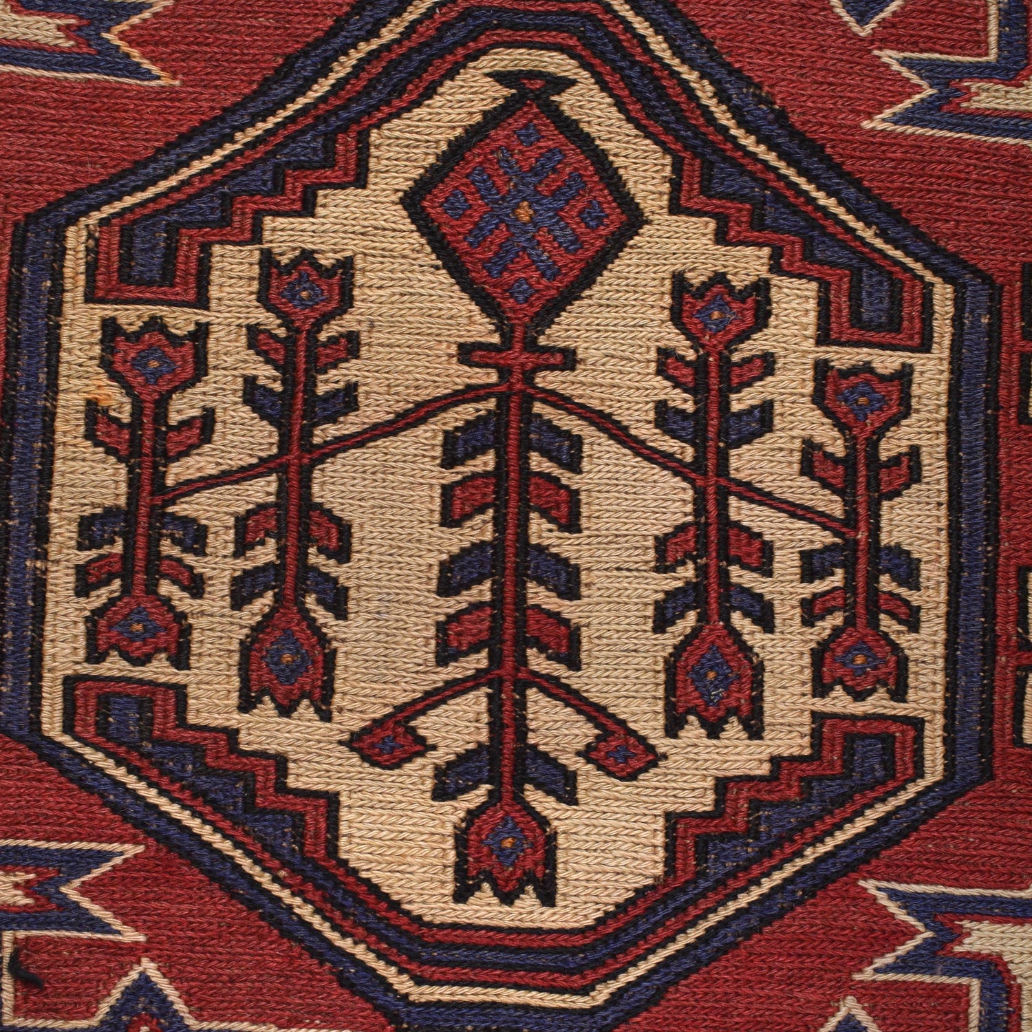 Saghari Kilim Area Rug Handmade Beige Floral 4x6 ft