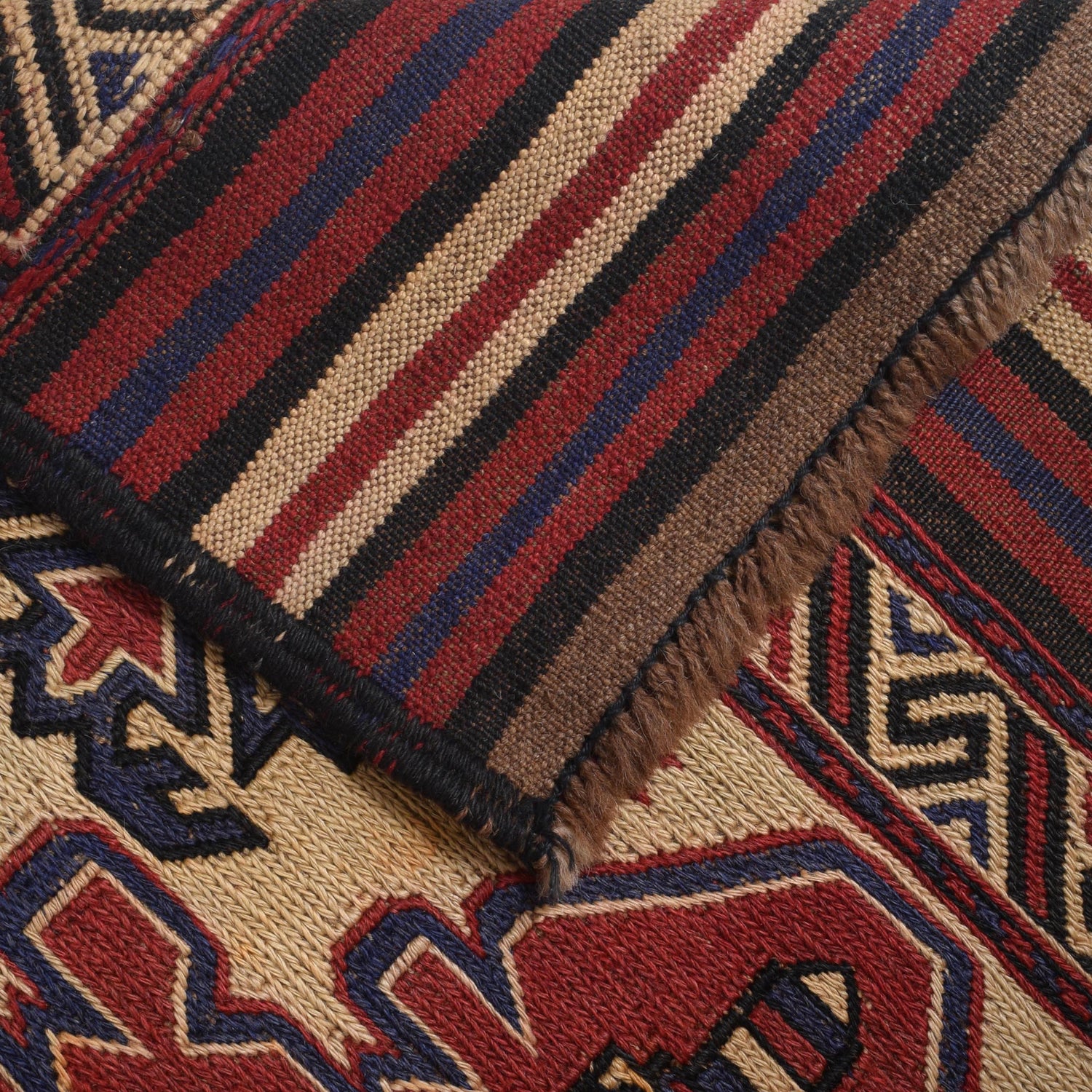 Saghari Kilim Area Rug Handmade Beige Floral 4x6 ft