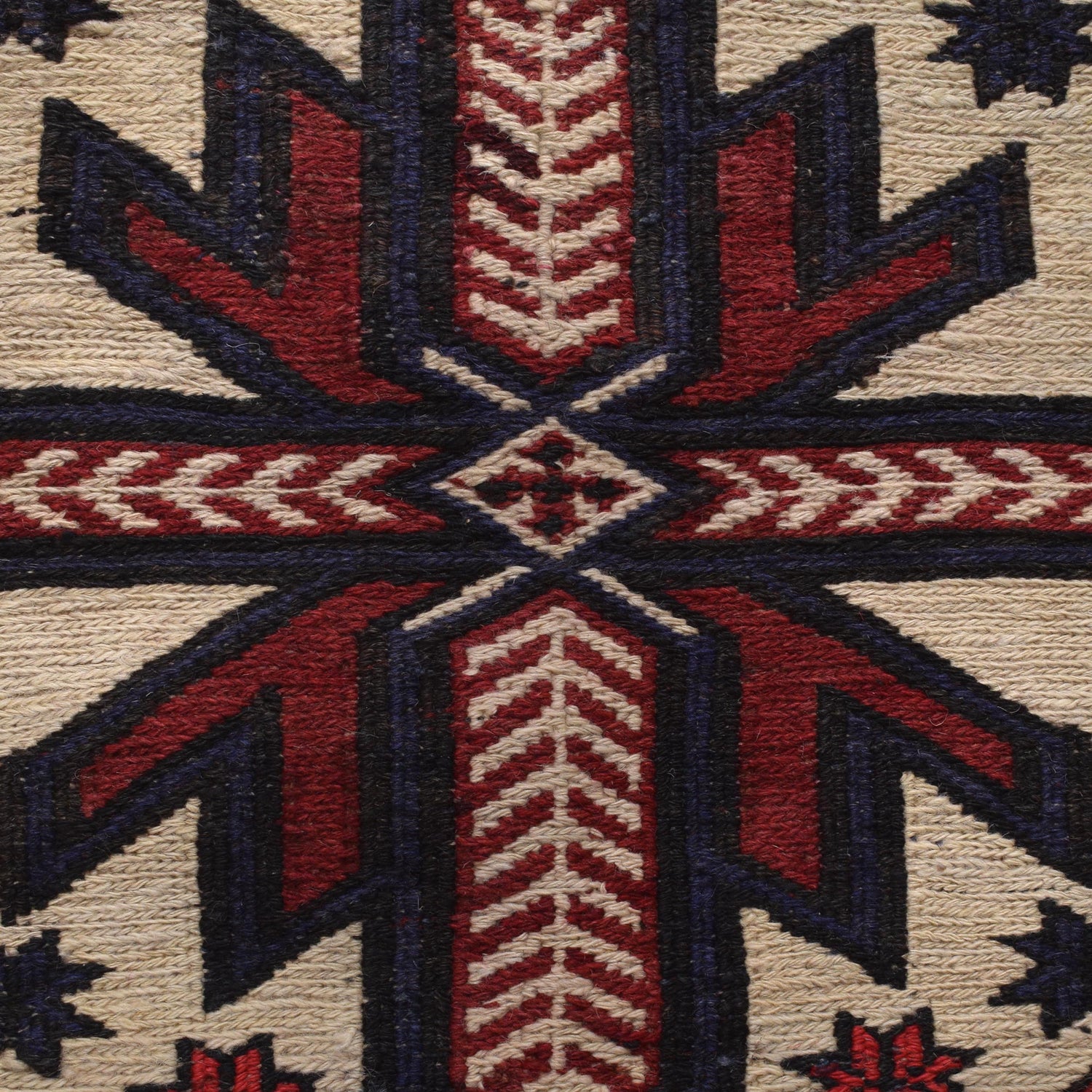 Saghari Kilim Area Rug Handmade Beige Floral 4x6 ft