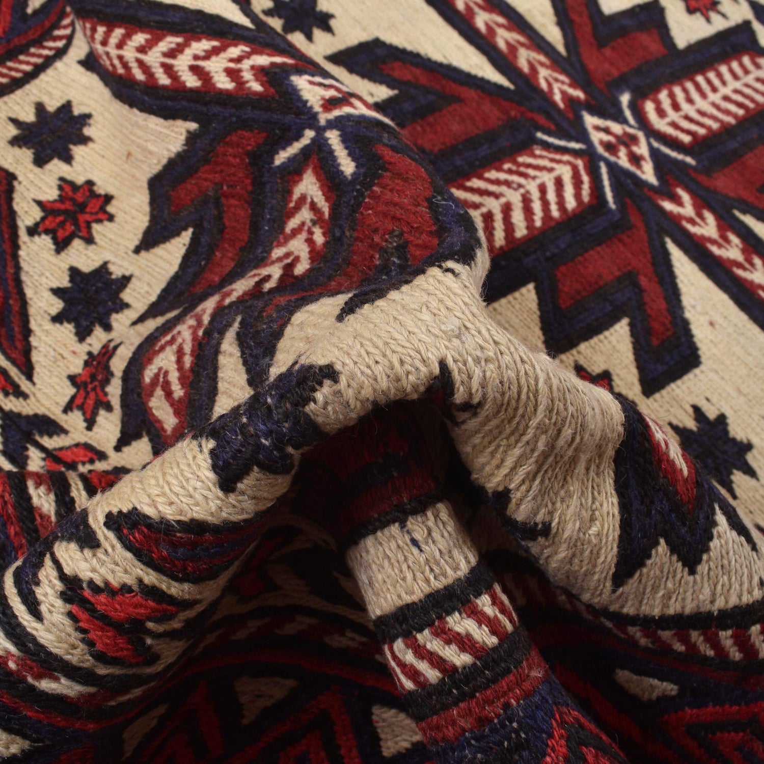 Saghari Kilim Area Rug Handmade Beige Floral 4x6 ft