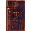 Pictorial Rug Handmade Navy Blue Design
