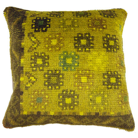 Cushion Cover Handmade Yellow Floral 1x1 ft