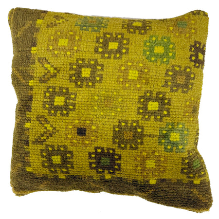 Cushion Cover Handmade Yellow Floral 1x1 ft