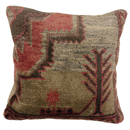 Cushion Cover Handmade Brown Floral 1x1 ft