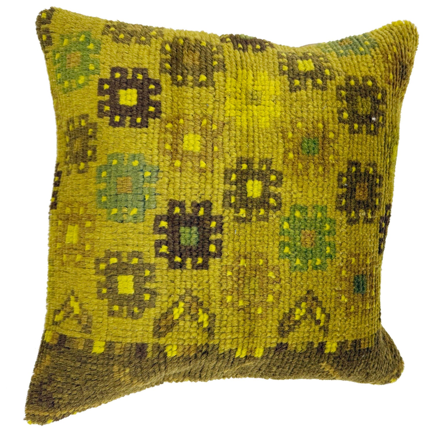 Cushion Cover Handmade Yellow Floral 1x1 ft