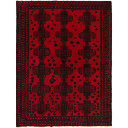 Baluchi Rug Handmade Deep Red Geometric 6x9 ft