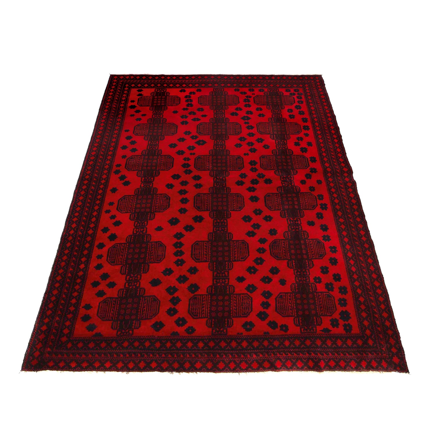 Baluchi Rug Handmade Deep Red Geometric 7x10 ft