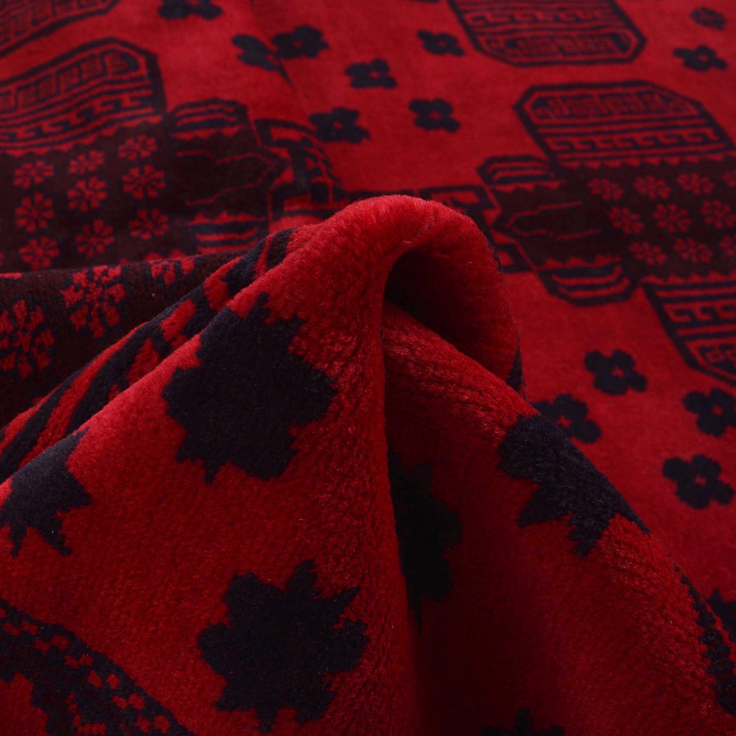 Baluchi Rug Handmade Deep Red Geometric 7x10 ft