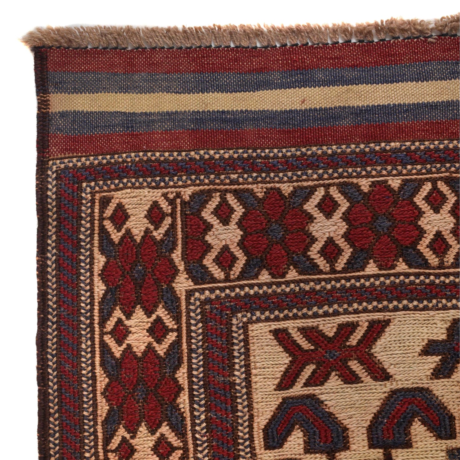 Saghari Kilim Area Rug Handmade Beige Floral 3x5 ft