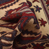 Saghari Kilim Area Rug Handmade Beige Floral 3x5 ft