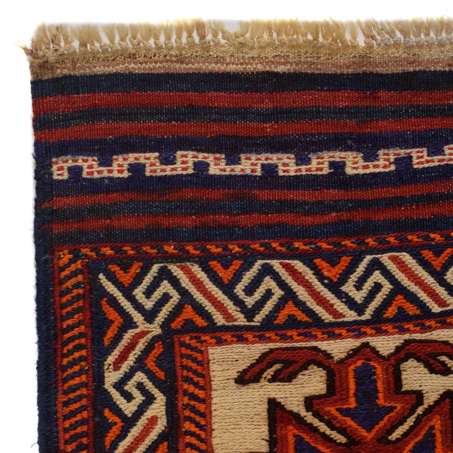 Saghari Kilim Area Rug Handmade Beige Floral 3x5 ft