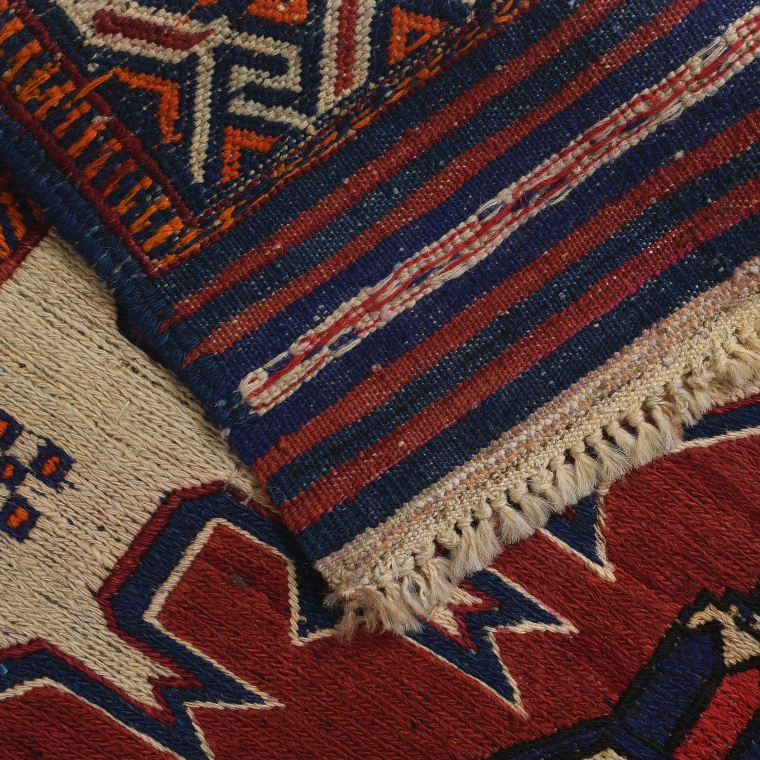Saghari Kilim Area Rug Handmade Beige Floral 3x5 ft