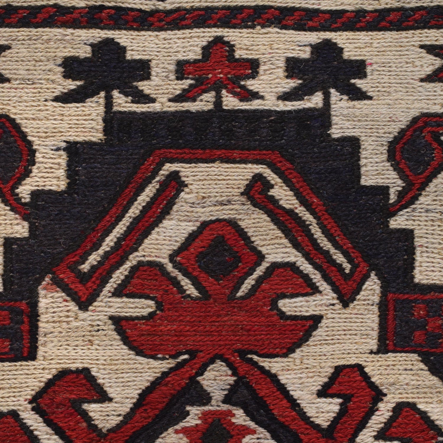 Saghari Kilim Area Rug Handmade Beige Floral 3x5 ft
