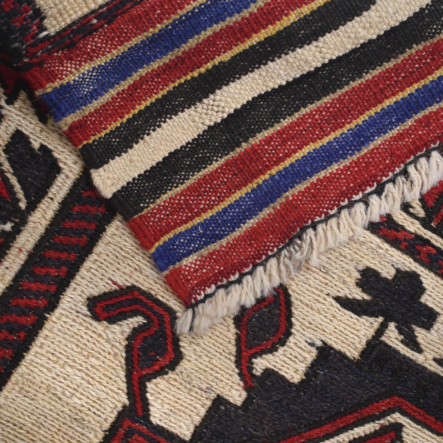 Saghari Kilim Area Rug Handmade Beige Floral 3x5 ft