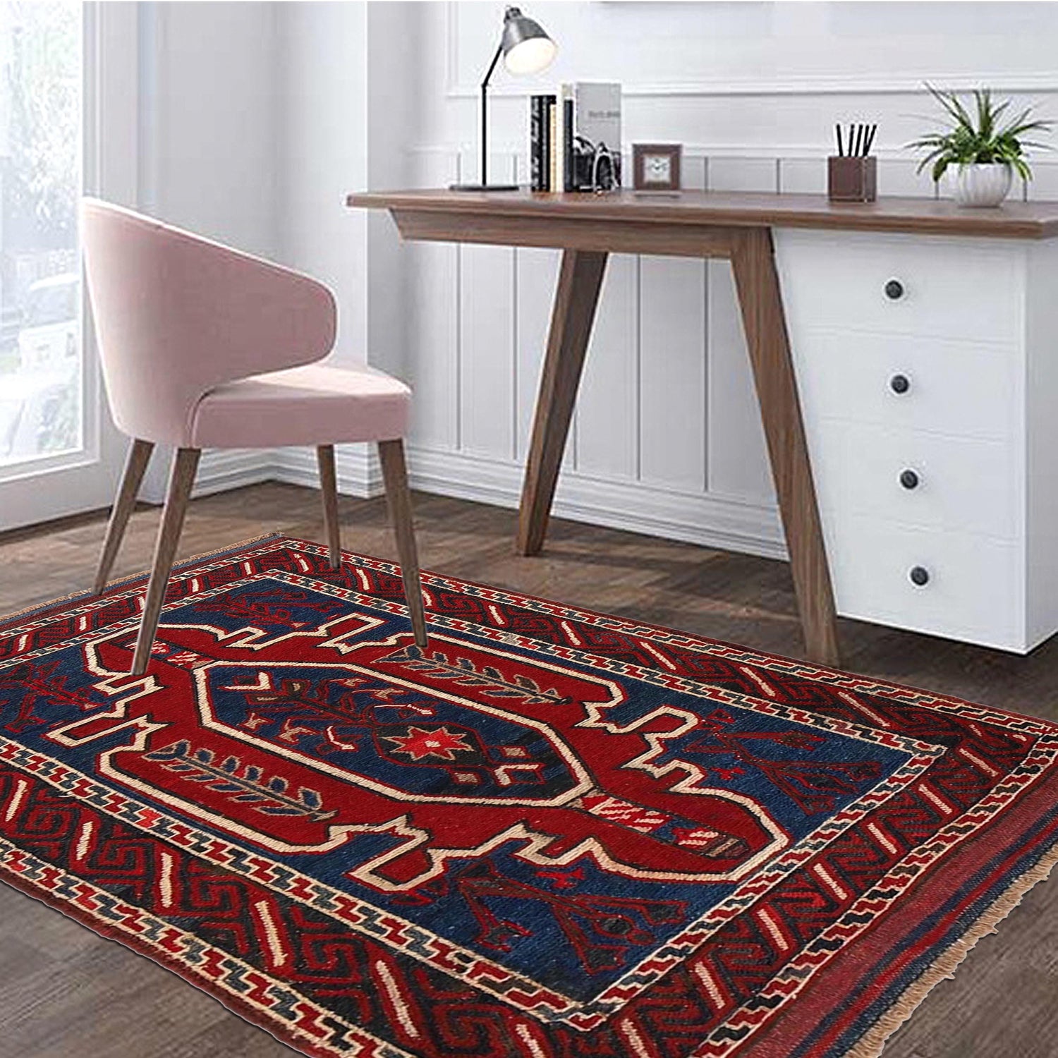 Saghari Kilim Area Rug Handmade Multi Floral 2x4 ft