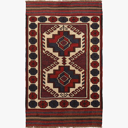 Saghari Kilim Area Rug Handmade Beige Floral 3x5 ft