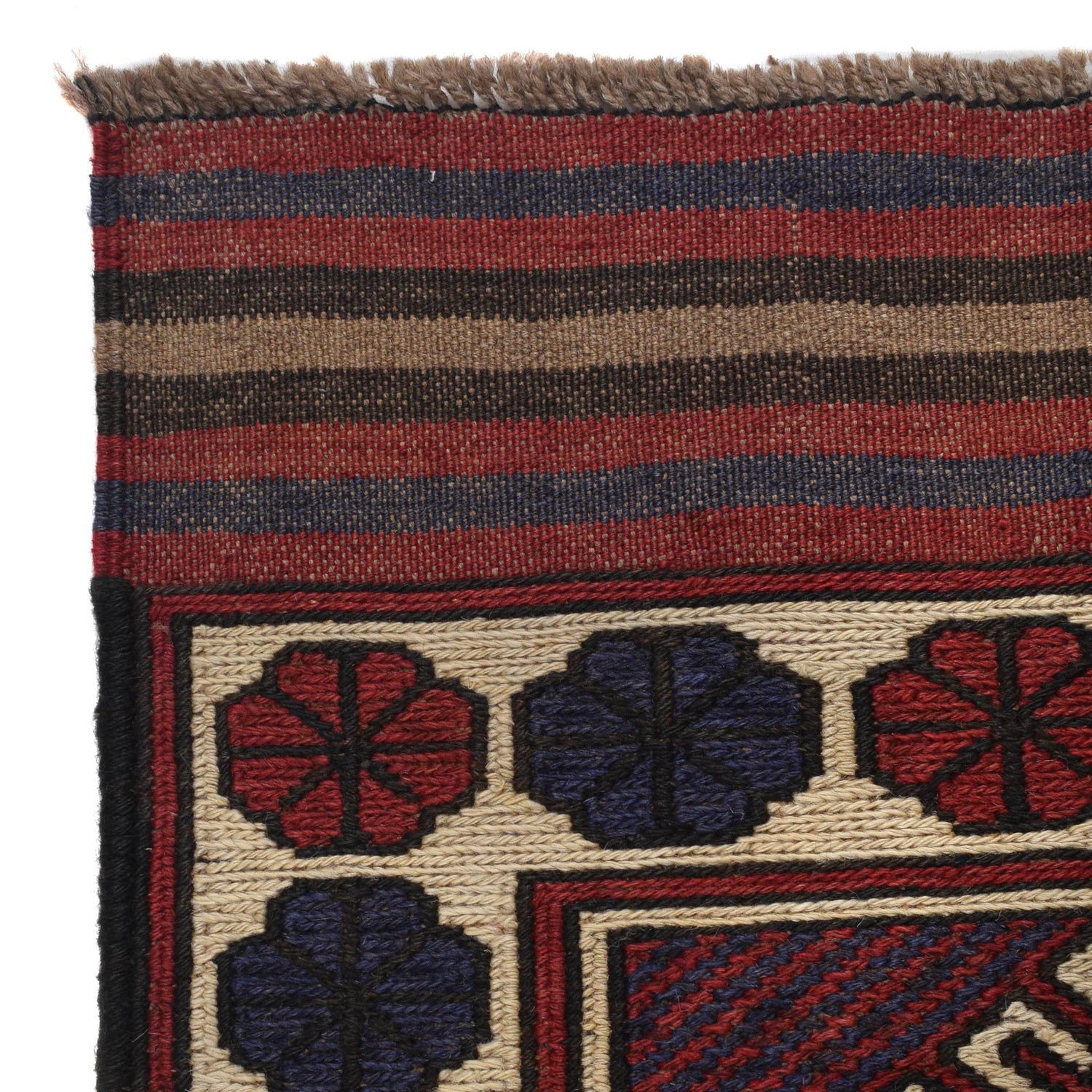 Saghari Kilim Area Rug Handmade Beige Floral 3x5 ft