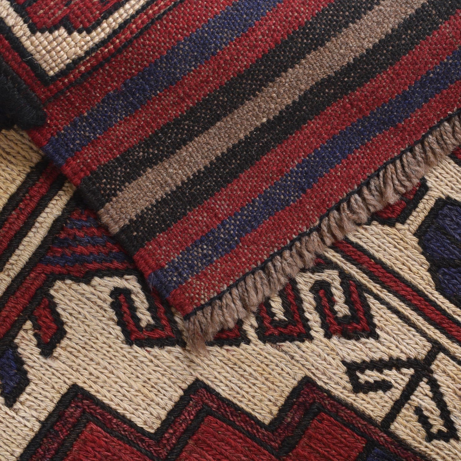 Saghari Kilim Area Rug Handmade Beige Floral 3x5 ft