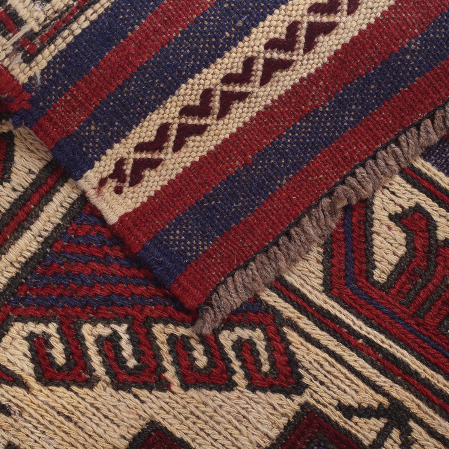 Saghari Kilim Area Rug Handmade Beige Floral 2x4 ft