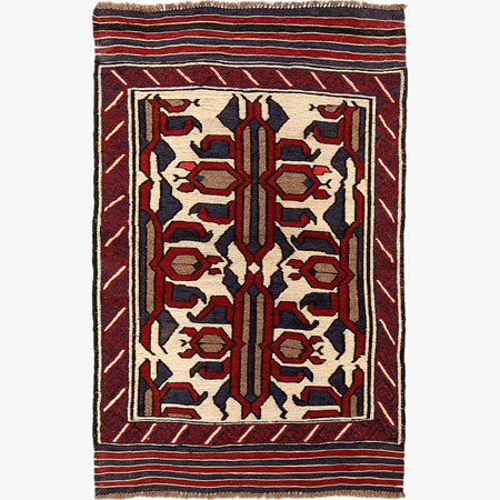 Saghari Kilim Area Rug Handmade Multi Floral 2x4 ft