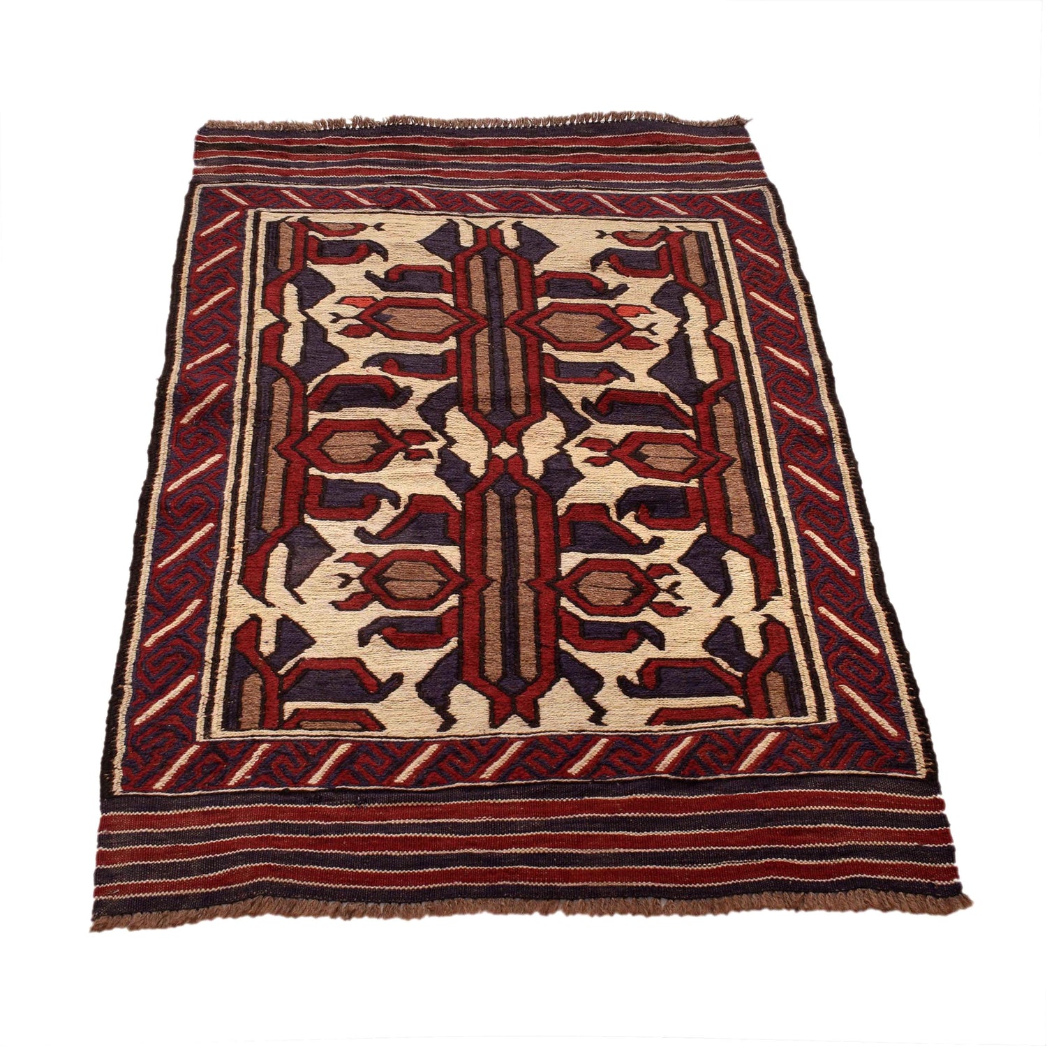 Saghari Kilim Area Rug Handmade Multi Floral 2x4 ft