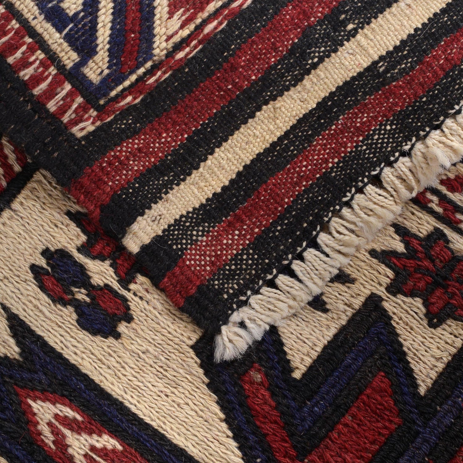Saghari Kilim Area Rug Handmade Beige Floral 2x4 ft