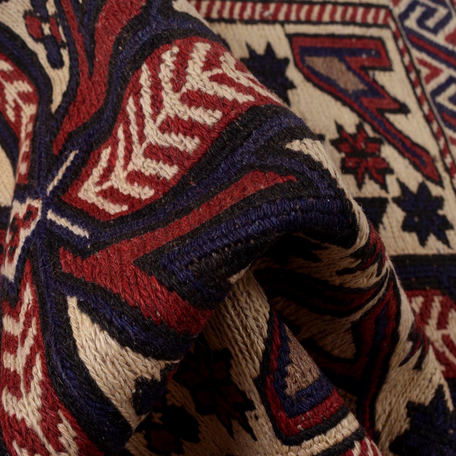 Saghari Kilim Area Rug Handmade Beige Floral 2x4 ft
