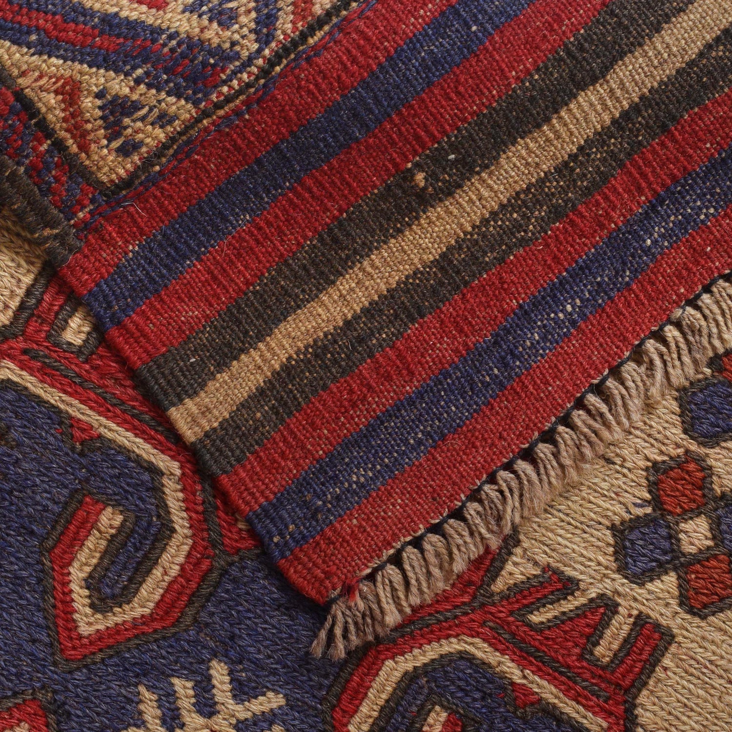 Saghari Kilim Area Rug Handmade Beige Floral 2x4 ft