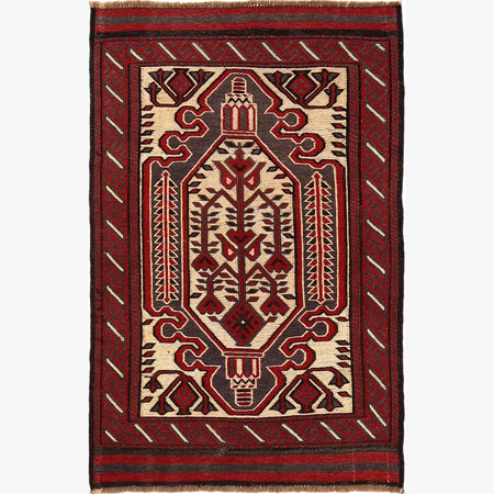 Saghari Kilim Area Rug Handmade Beige Floral 3x5 ft