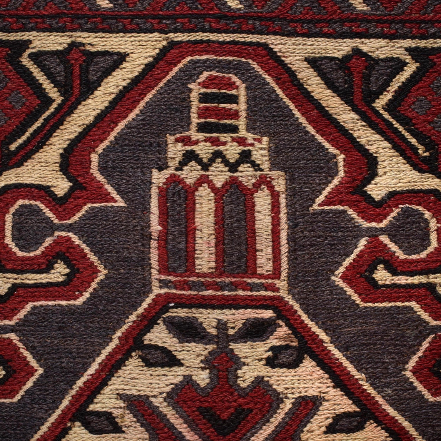 Saghari Kilim Area Rug Handmade Beige Floral 3x5 ft