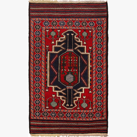 Saghari Kilim Area Rug Handmade Red Floral 3x5 ft