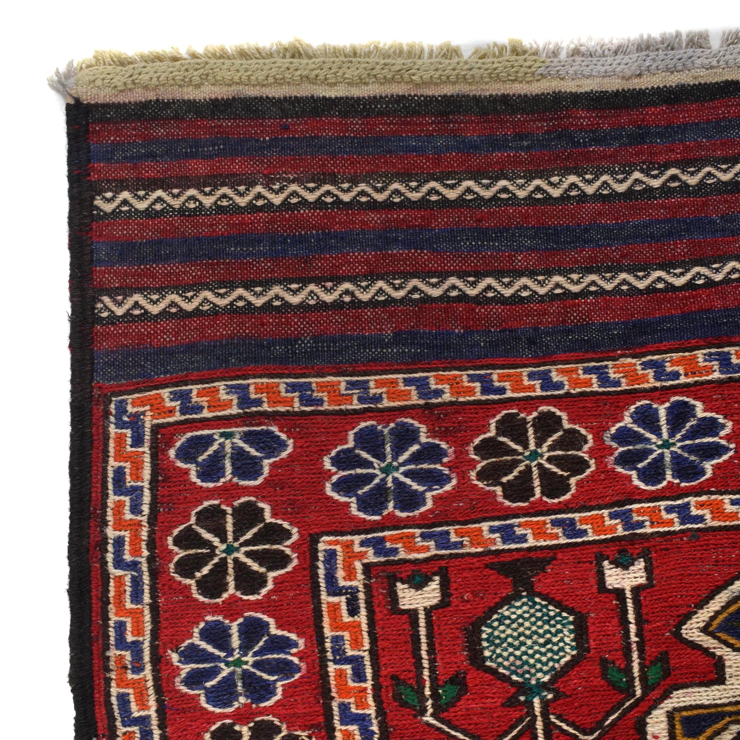 Saghari Kilim Area Rug Handmade Red Floral 3x5 ft