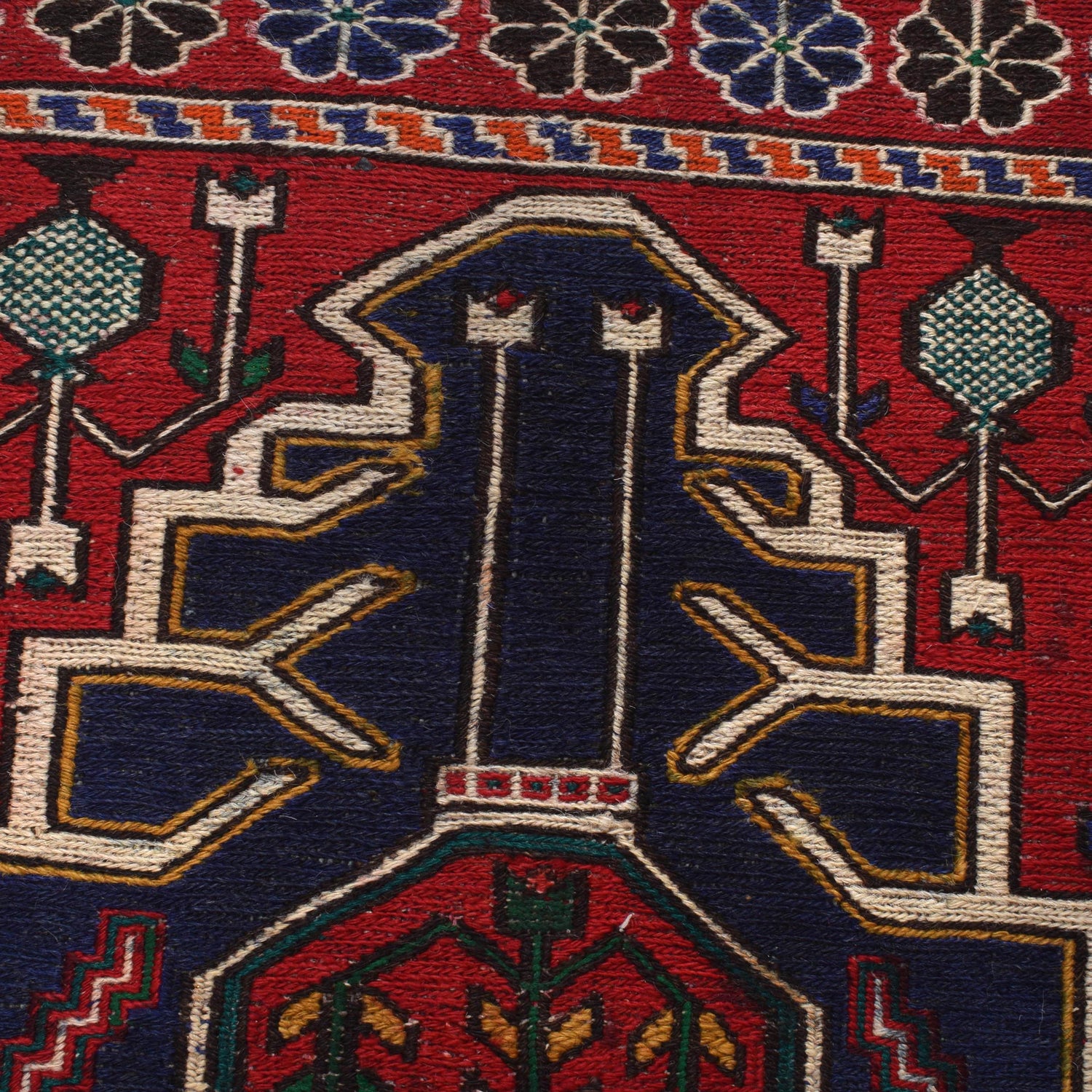Saghari Kilim Area Rug Handmade Red Floral 3x5 ft