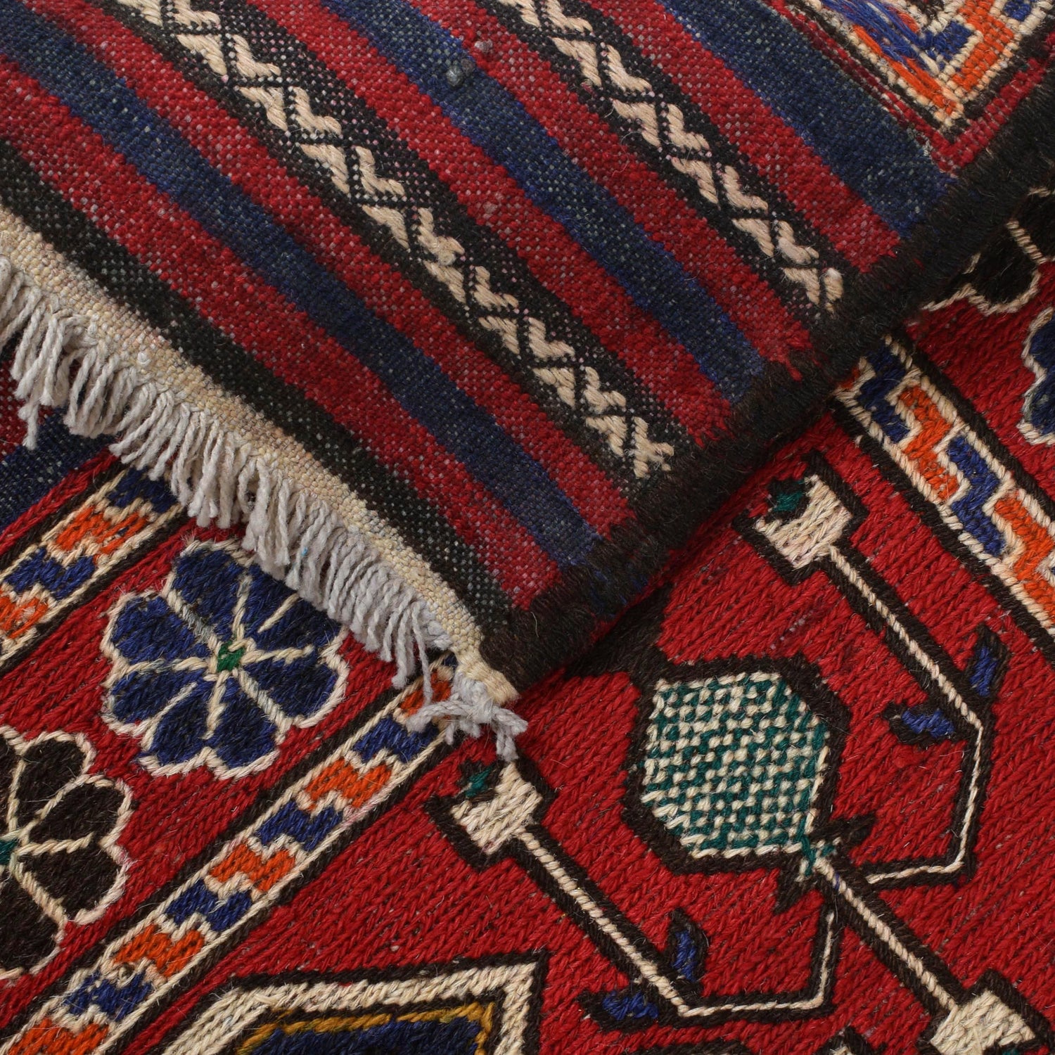 Saghari Kilim Area Rug Handmade Red Floral 3x5 ft