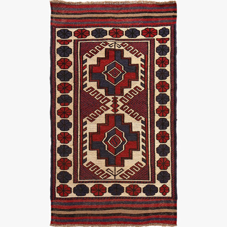 Saghari Kilim Area Rug Handmade Beige Floral 3x5 ft