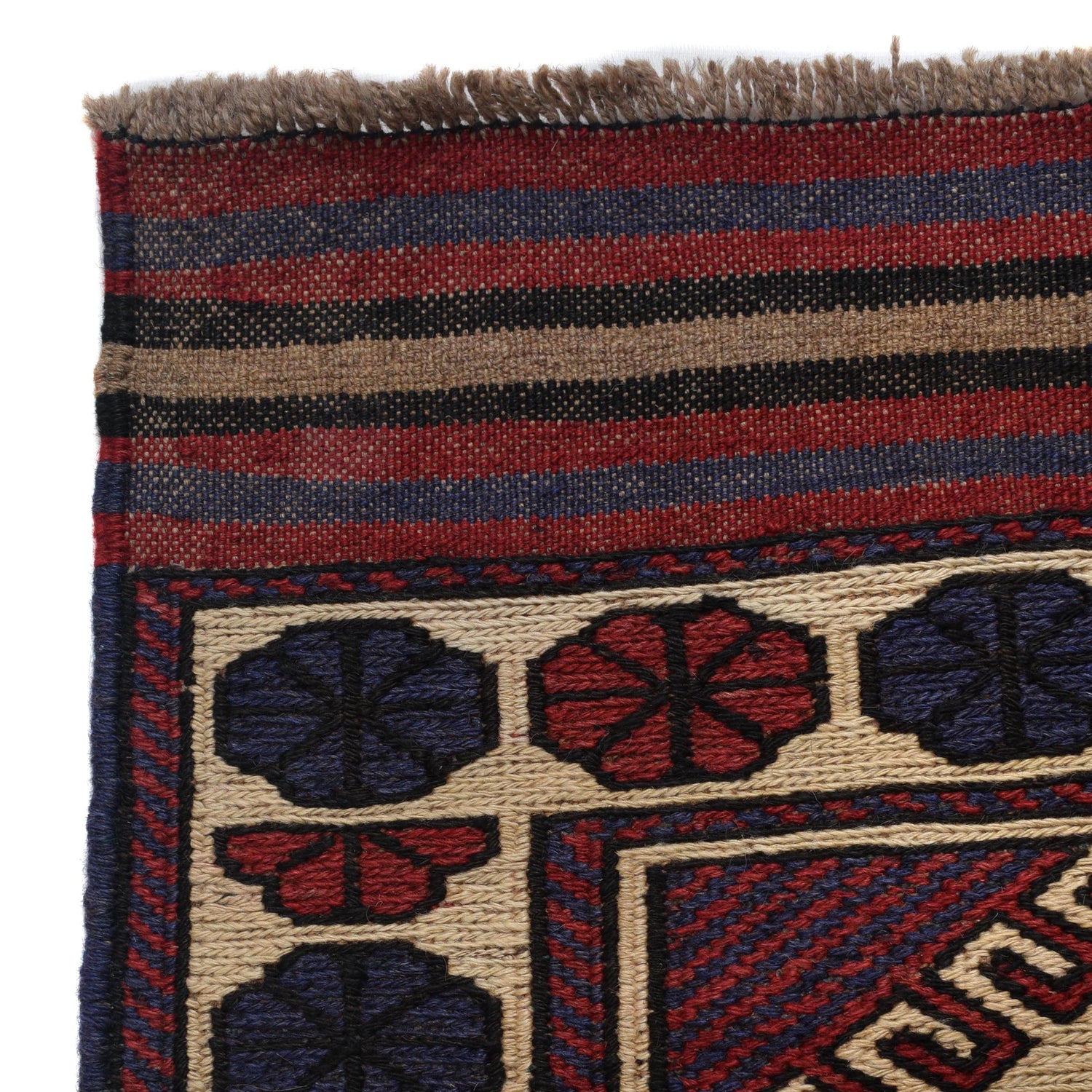 Saghari Kilim Area Rug Handmade Beige Floral 3x5 ft