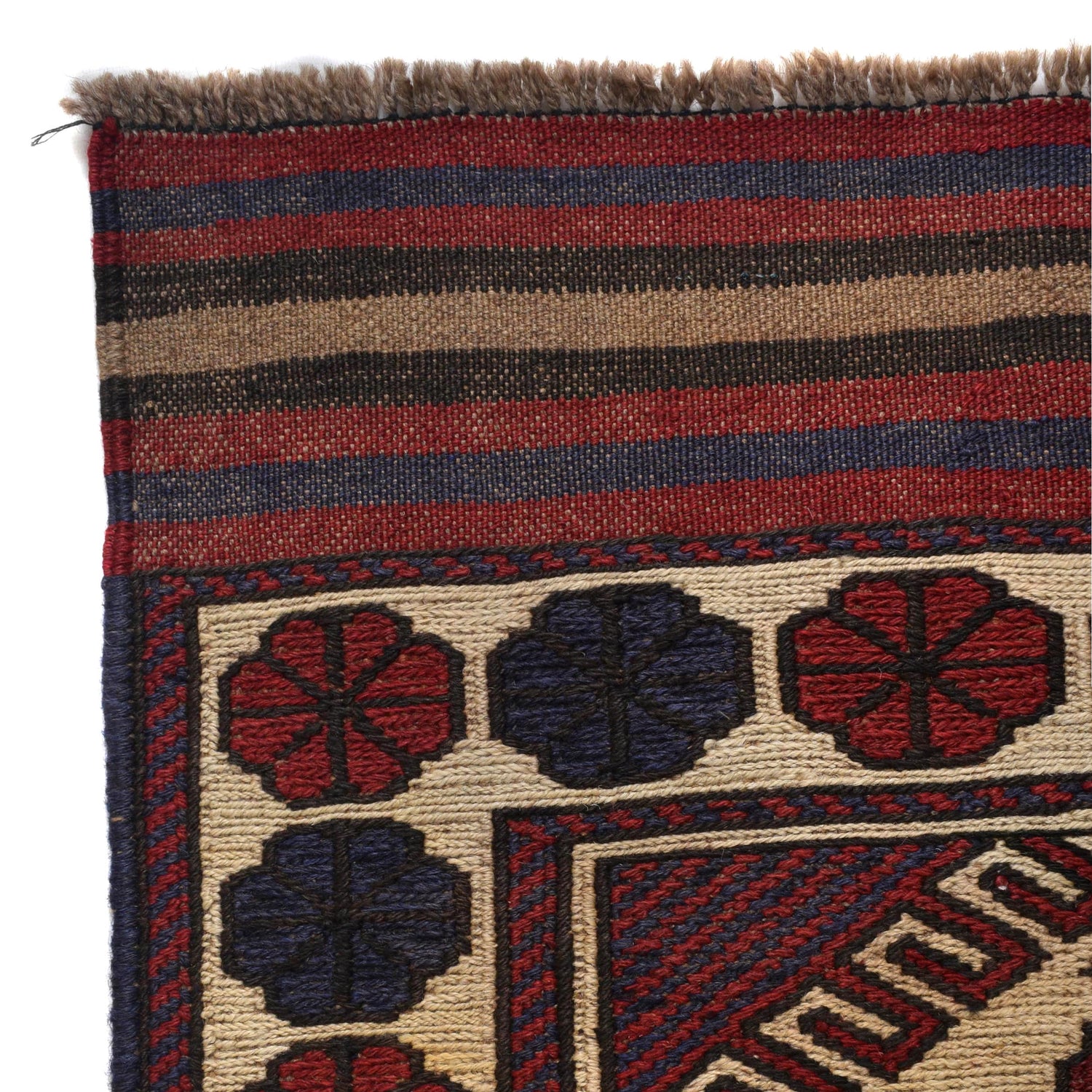 Saghari Kilim Area Rug Handmade Beige Floral 3x5 ft