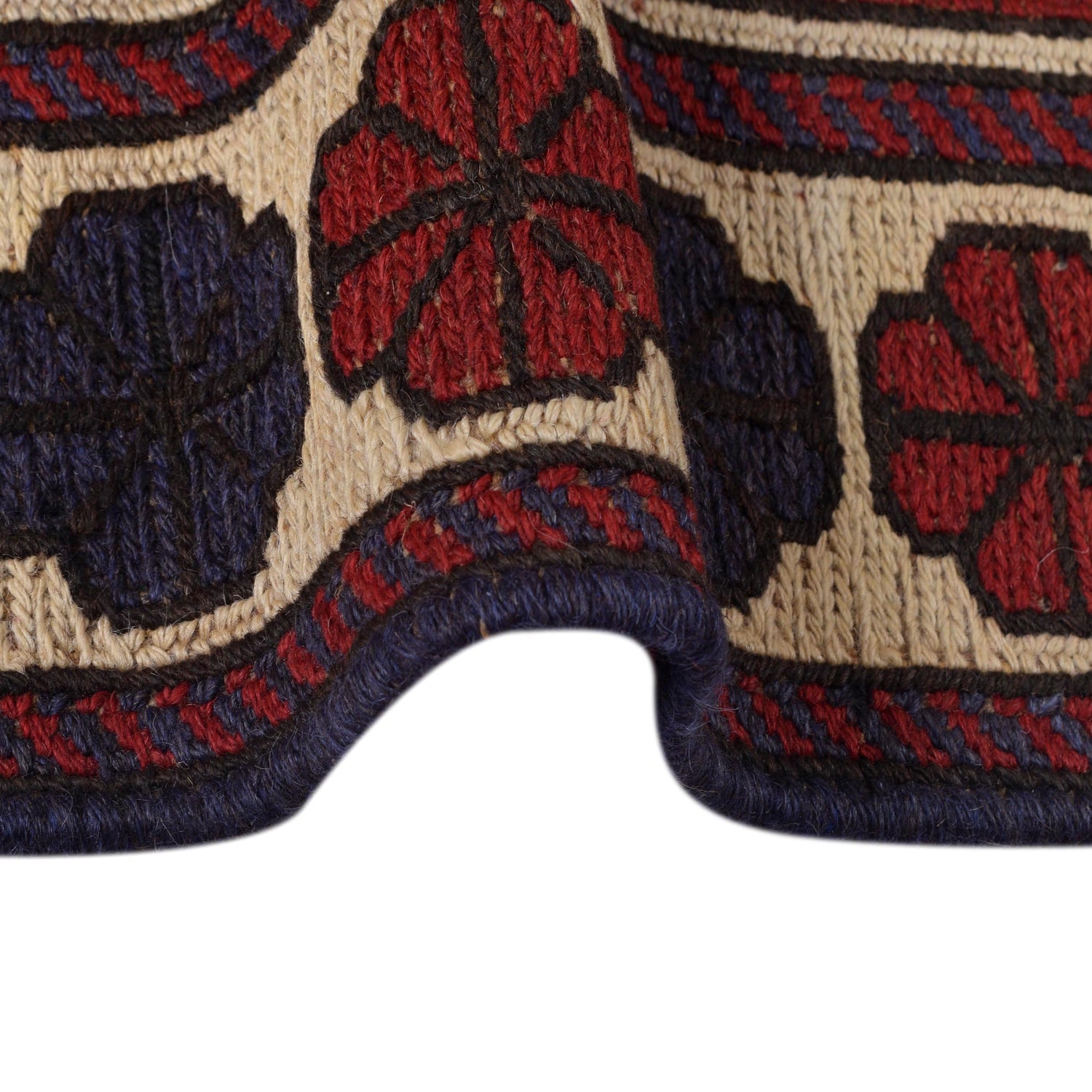 Saghari Kilim Area Rug Handmade Beige Floral 3x5 ft