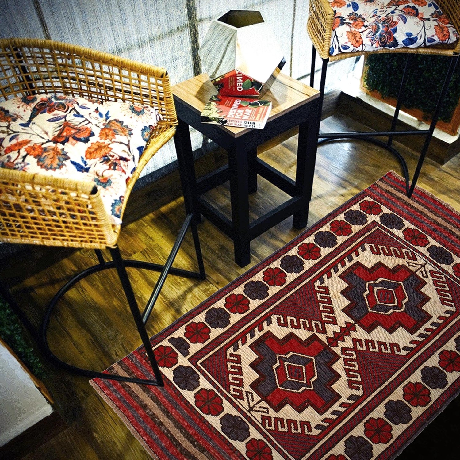Saghari Kilim Area Rug Handmade Beige Floral 3x5 ft