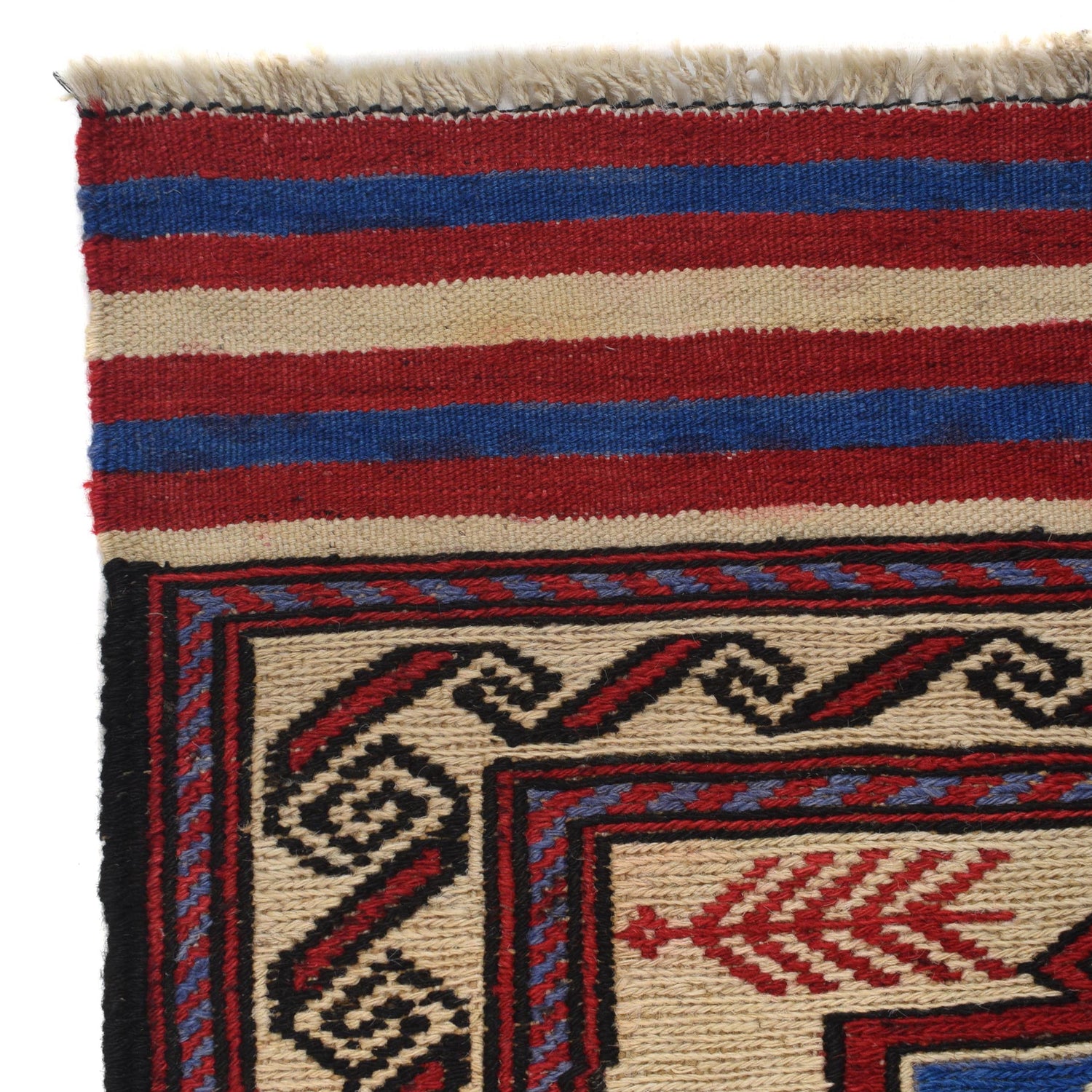 Saghari Kilim Area Rug Handmade Beige Floral 2x4 ft