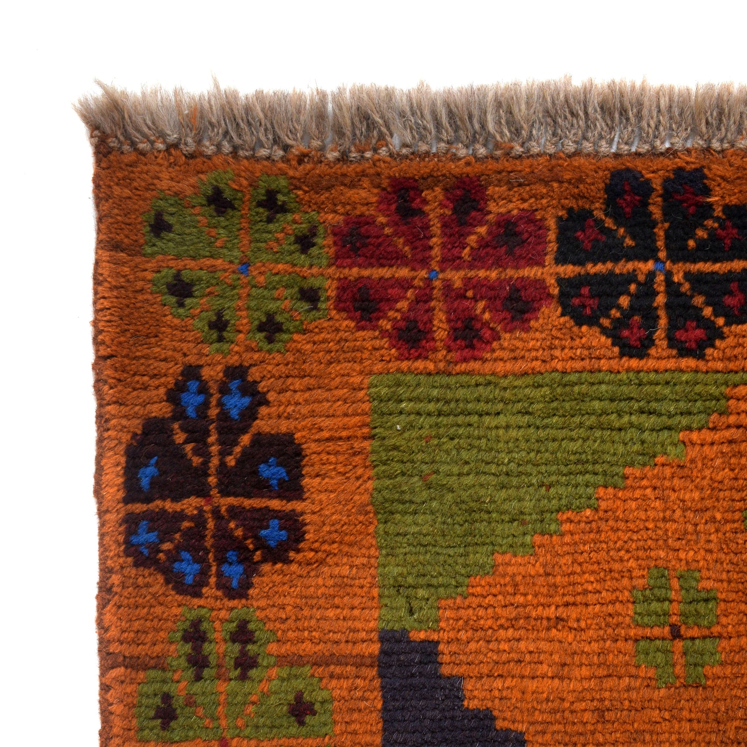 Kohistani Area Rug Handmade Orange Geometric 6x9 ft