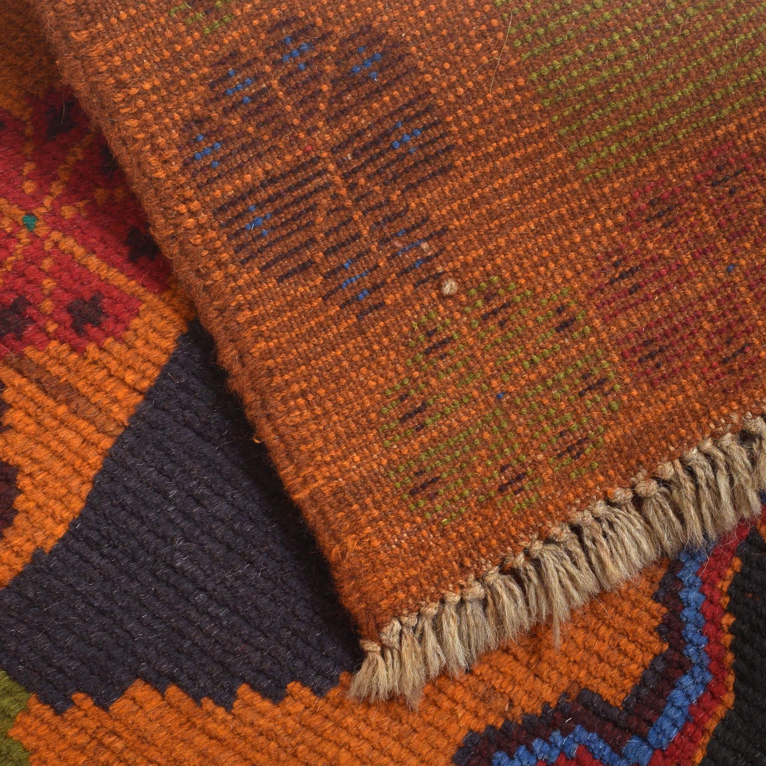 Kohistani Area Rug Handmade Orange Geometric 6x9 ft